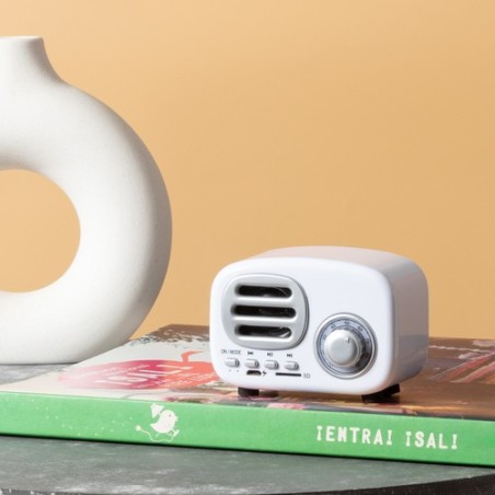 Haut-Parleur Bluetooth Vintage Personnalisé Économique - Florens Couleurs : blanc impression haute définition