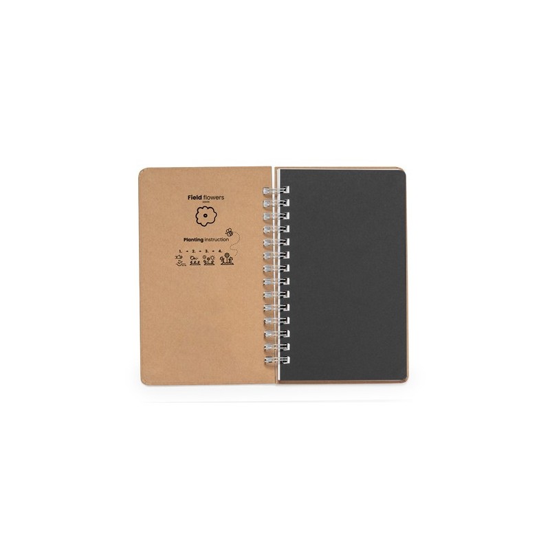 Cahier Éco-responsable Ensemencé Personnalisé Astrida Matières : carton Couleurs : naturel marquage laser ultra précis