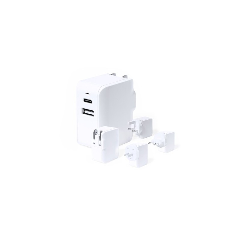 Adaptateur Personnalisé de Prises Idéal pour Vos Voyages Vlind Couleurs : blanc personnalisable avec votre logo