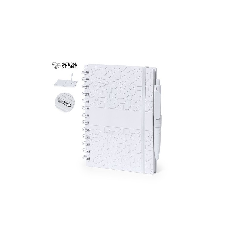 Cahier Éco-responsable et Pratique Personnalisé pas cher - Amber Matières : papier de pierre Couleurs : blanc personnalisable av