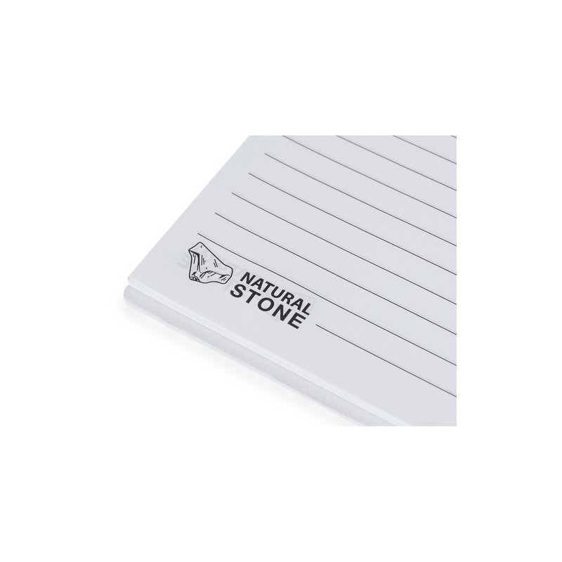Cahier Éco-responsable et Pratique Personnalisé pas cher - Amber Matières : papier de pierre Couleurs : blanc impression haute d
