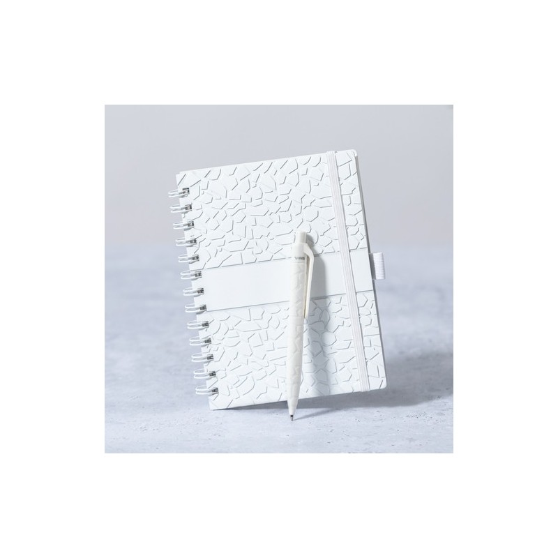Cahier Éco-responsable et Pratique Personnalisé pas cher - Amber Matières : papier de pierre Couleurs : blanc marquage laser ult