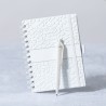 Cahier Éco-responsable et Pratique Personnalisé pas cher - Amber Matières : papier de pierre Couleurs : blanc marquage laser ult