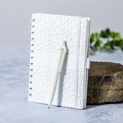 Cahier Éco-responsable et Pratique Personnalisé pas cher - Amber Matières : papier de pierre Couleurs : blanc livraison express 