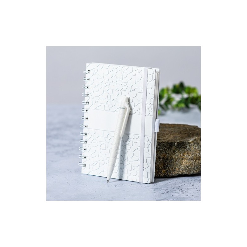 Cahier Éco-responsable et Pratique Personnalisé pas cher - Amber Matières : papier de pierre Couleurs : blanc livraison express 