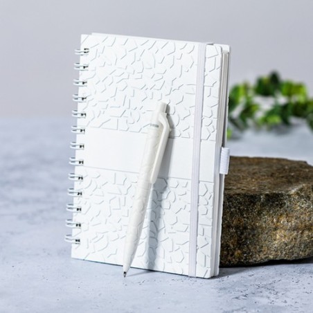 Cahier Éco-responsable et Pratique Personnalisé pas cher - Amber Matières : papier de pierre Couleurs : blanc livraison express 