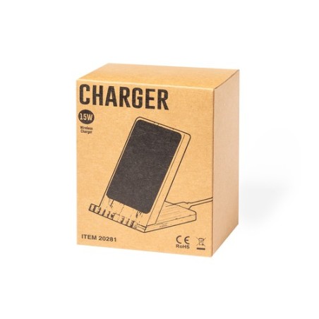 Chargeur Sans Fil Éco-responsable en Bambou Personnalisé Steward Matières : bambou impression haute définition