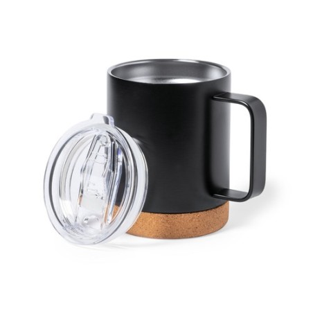 Tasse Thermique Isotherme Pratique Personnalisée pas cher Loret Matières : liège Couleurs : blanc cadeau collaborateur premium