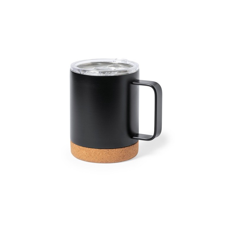 Tasse Thermique Isotherme Pratique Personnalisée pas cher Loret Matières : liège Couleurs : blanc marquage laser ultra précis