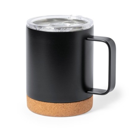 Tasse Thermique Isotherme Pratique Personnalisée pas cher Loret Matières : liège Couleurs : blanc marquage laser ultra précis