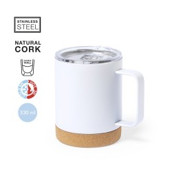 Tasse Thermique Isotherme Pratique Personnalisée pas cher Loret Matières : liège Couleurs : argenté livraison express 24h 48h