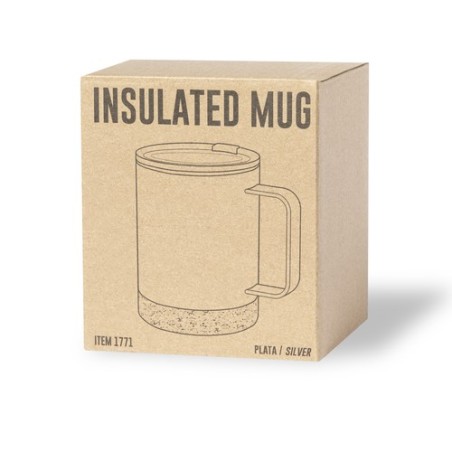 Tasse Thermique Isotherme Pratique Personnalisée pas cher Loret Matières : liège Couleurs : argenté cadeau entreprise pas cher