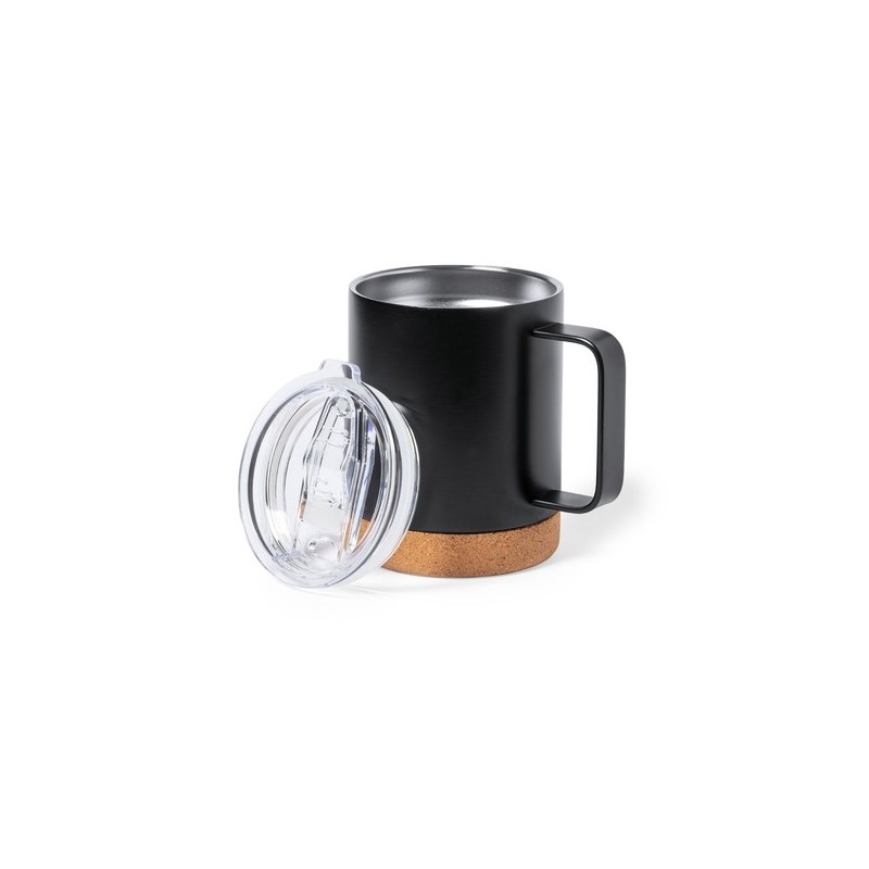 Tasse Thermique Isotherme Pratique Personnalisée pas cher Loret Matières : liège Couleurs : noir goodies entreprise design