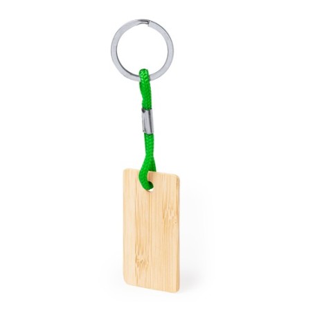Porte-Clés Éco-responsable Personnalisable - Recbam Matières : bambou Couleurs : bleu personnalisation sur mesure