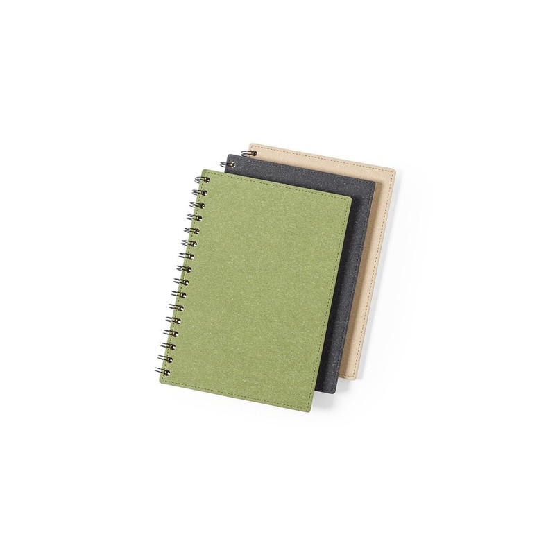 Cahier Éco-responsable Pratique Personnalisé A5 Idina pas cher Matières : carton recyclé Couleurs : naturel cadeau client origin