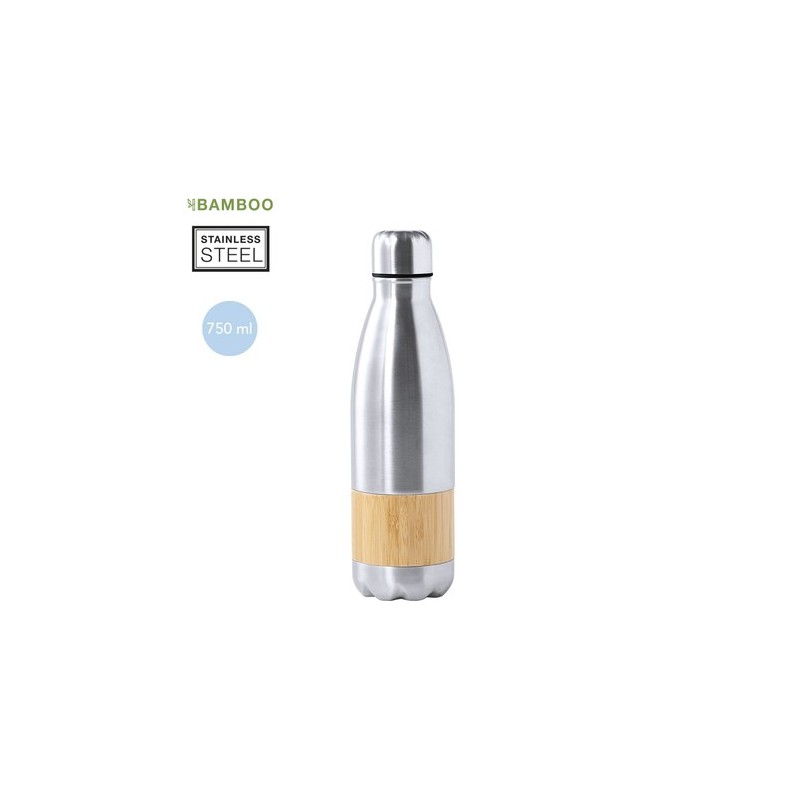 Bouteille Éco-responsable Personnalisable Guiver Matières : bambou Couleurs : argenté personnalisable avec votre logo