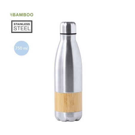 Bouteille Éco-responsable Personnalisable Guiver Matières : bambou Couleurs : argenté personnalisable avec votre logo