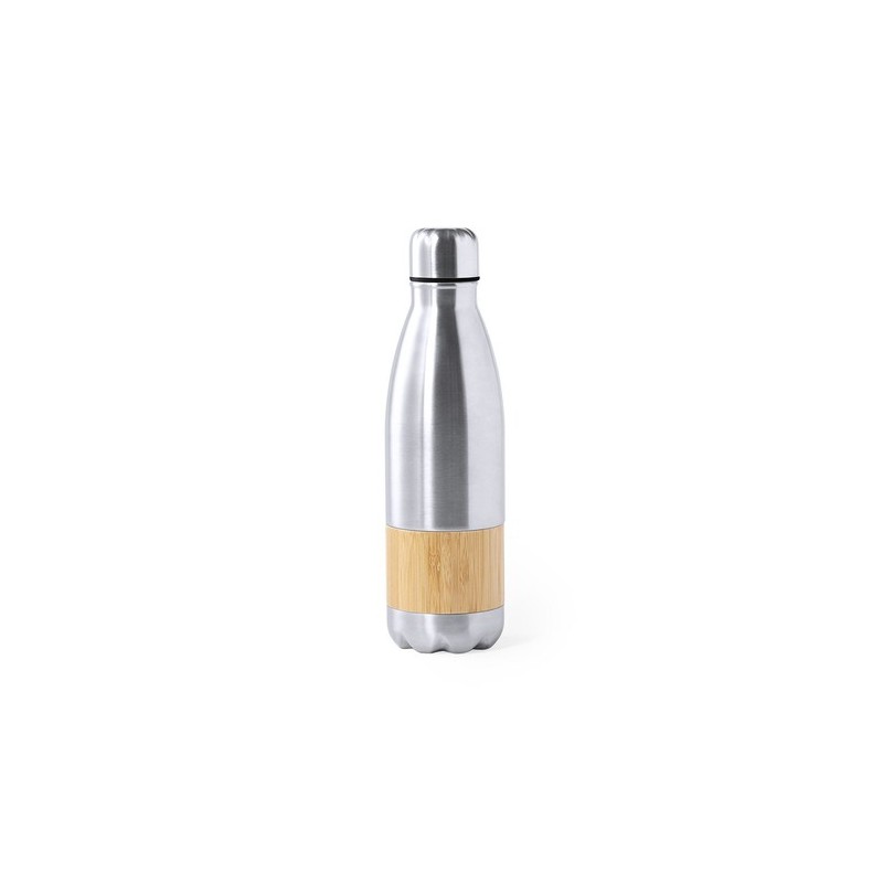 Bouteille Éco-responsable Personnalisable Guiver Matières : bambou Couleurs : argenté cadeau entreprise pas cher