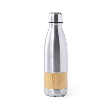 Bouteille Éco-responsable Personnalisable Guiver Matières : bambou Couleurs : argenté cadeau entreprise pas cher