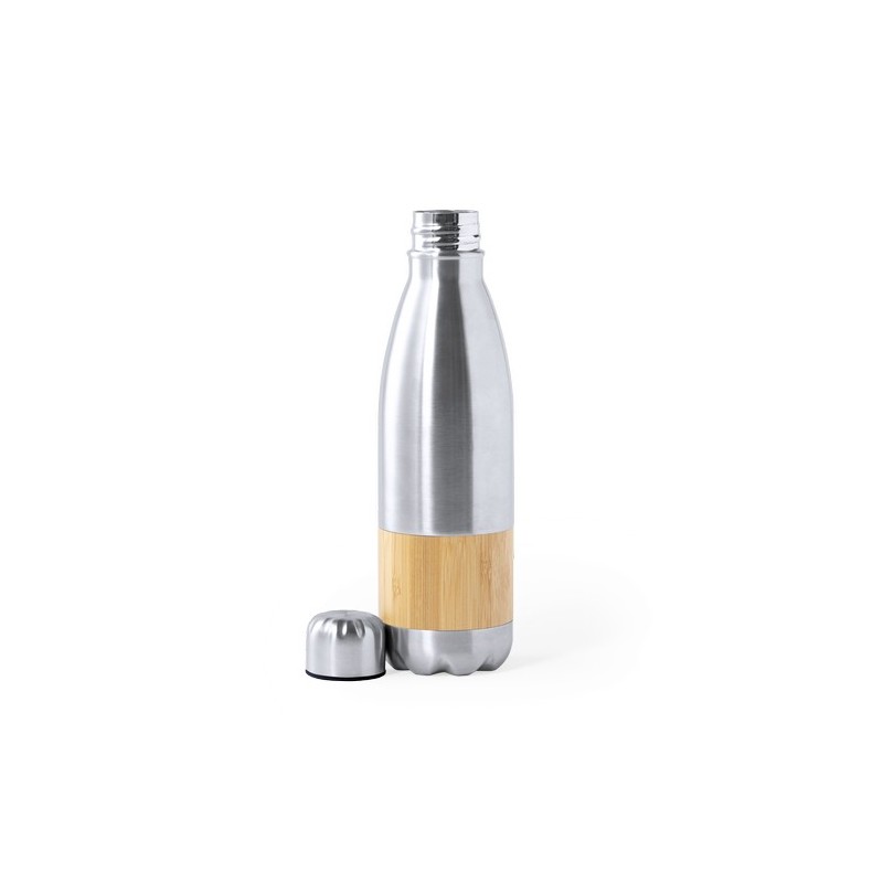 Bouteille Éco-responsable Personnalisable Guiver Matières : bambou Couleurs : argenté cadeau collaborateur premium