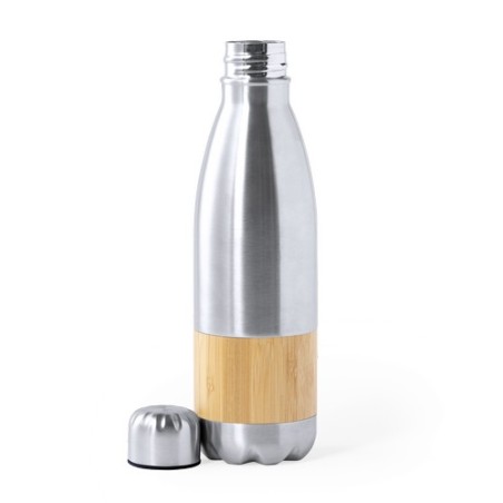 Bouteille Éco-responsable Personnalisable Guiver Matières : bambou Couleurs : argenté cadeau collaborateur premium