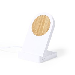 Chargeur Support Éco-responsable Innovant Personnalisé Noopy pas cher Matières : bambou Couleurs : blanc cadeau entreprise pas c