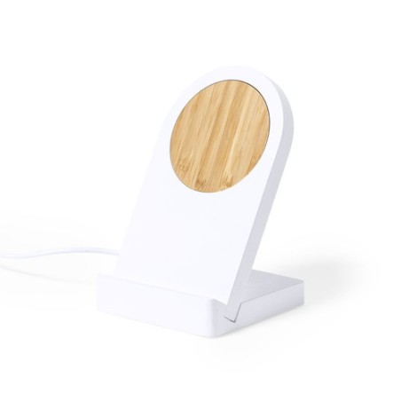 Chargeur Support Éco-responsable Innovant Personnalisé Noopy pas cher Matières : bambou Couleurs : blanc cadeau entreprise pas c