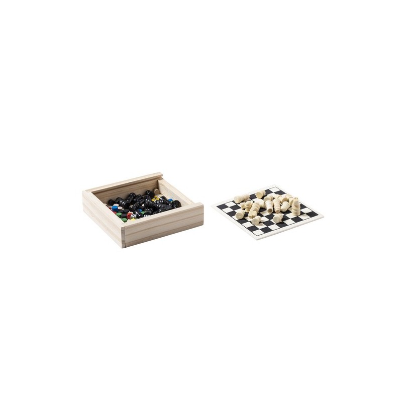 Set personnalisé de jeux Parchess - Échecs, dames et Parcheesi pas cher Matières : bois cadeau entreprise pas cher