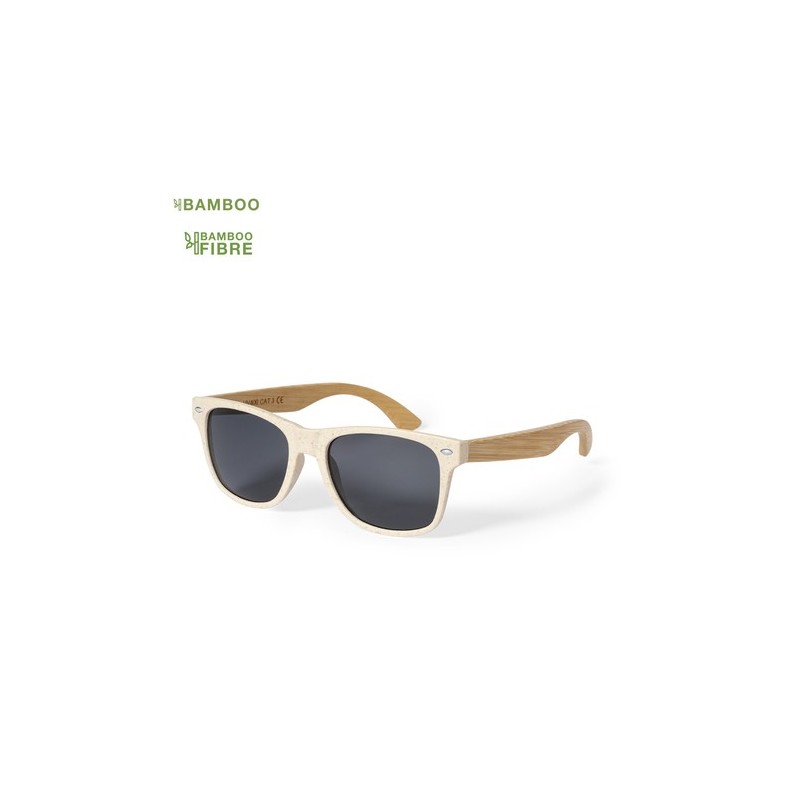 Lunettes de soleil personnalisées UV400 pas cher - Tinex Matières : bambou Couleurs : naturel personnalisable avec votre logo