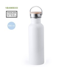 Gourde Personnalisable Éco-responsable Tulman - Bidon Matières : bambou Couleurs : blanc 2