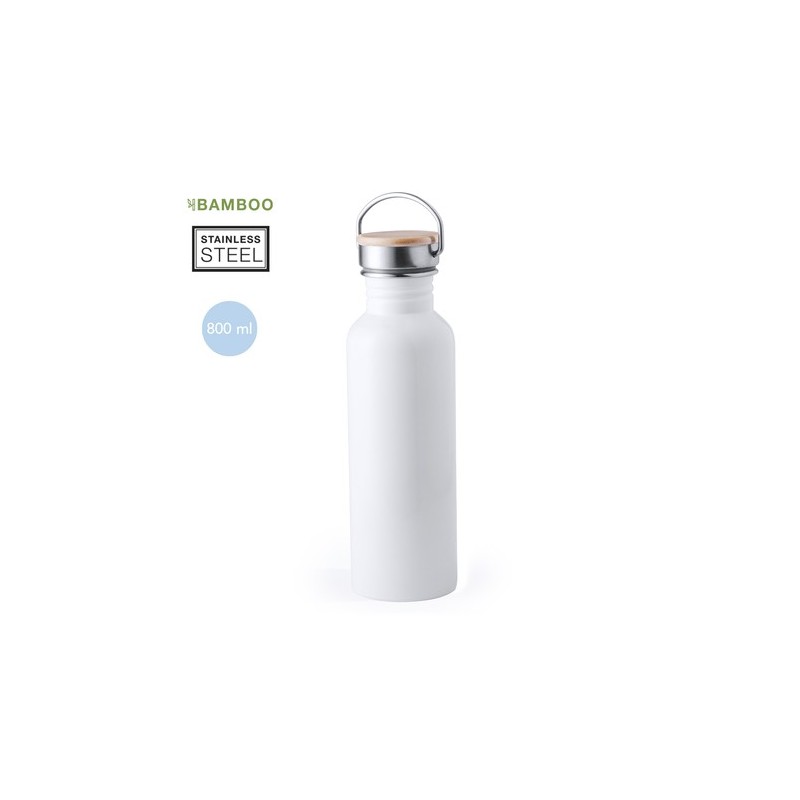 Gourde Personnalisable Éco-responsable Tulman - Bidon Matières : bambou Couleurs : blanc objet promotionnel éco-responsable