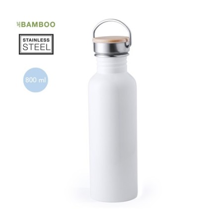 Gourde Personnalisable Éco-responsable Tulman - Bidon Matières : bambou Couleurs : blanc objet promotionnel éco-responsable