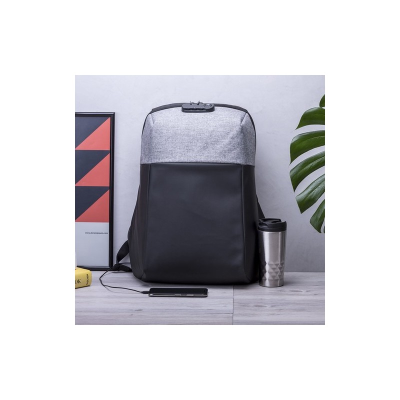 Sac à Dos Antivol Pratique et Élégant Personnalisé Ranley pas cher Matières : polyester Couleurs : gris cadeau collaborateur pre