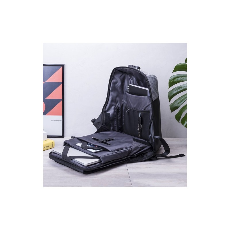 Sac à Dos Antivol Pratique et Élégant Personnalisé Ranley pas cher Matières : polyester Couleurs : gris impression logo haute qu