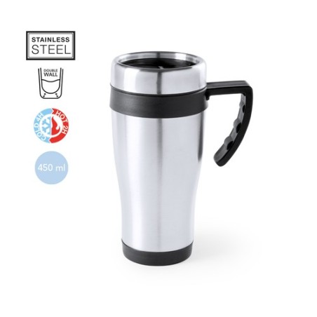 Tasse Isotherme Thermique Personnalisée Carson Matières : acier inoxydable Couleurs : noir cadeau collaborateur premium