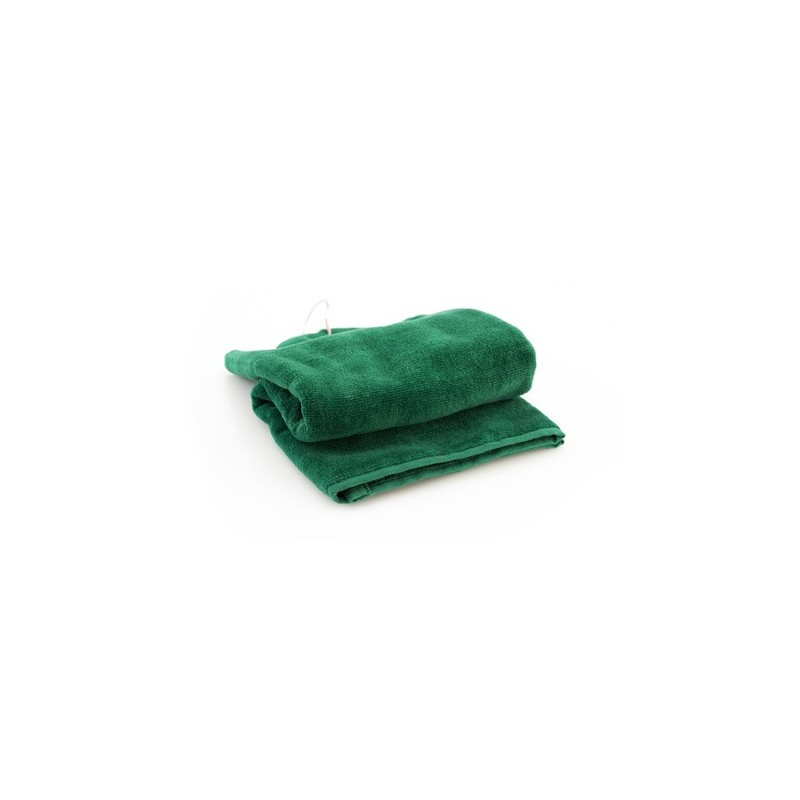 Serviette de golf personnalisée et unique pour entreprise Tarkyl Matières : coton Couleurs : vert foncé goodies personnalisé en 