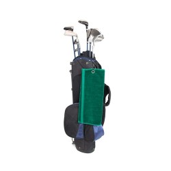 Serviette de golf personnalisée et unique pour entreprise Tarkyl Matières : coton Couleurs : bleu marine cadeau affaires élégant