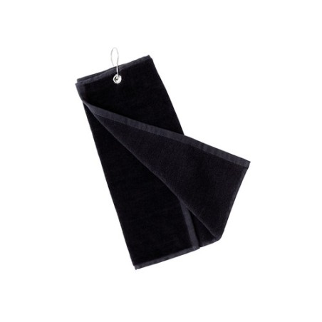 Serviette de golf personnalisée et unique pour entreprise Tarkyl Matières : coton Couleurs : noir cadeau entreprise pas cher