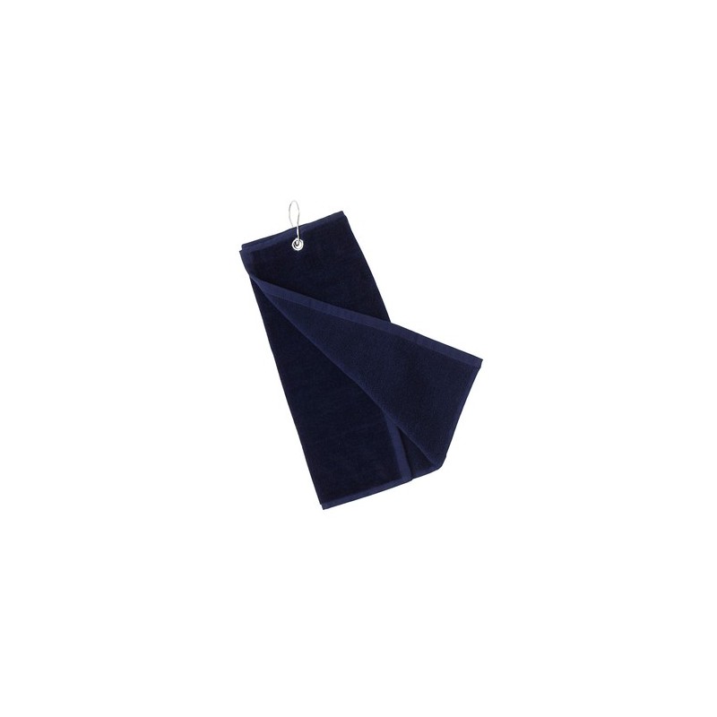 Serviette de golf personnalisée et unique pour entreprise Tarkyl Matières : coton Couleurs : noir objet promotionnel éco-respons