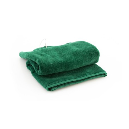 Serviette de golf personnalisée et unique pour entreprise Tarkyl Matières : coton Couleurs : noir impression logo haute qualité