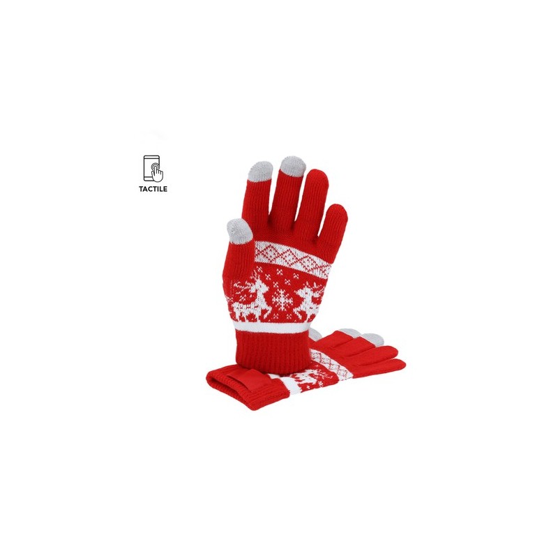 Gant tactile personnalisé pas cher Kainex Matières : acrylique Couleurs : rouge personnalisable avec votre logo