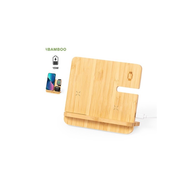 Chargeur Sans Fil Personnalisé 15W Hamsy Matières : bambou