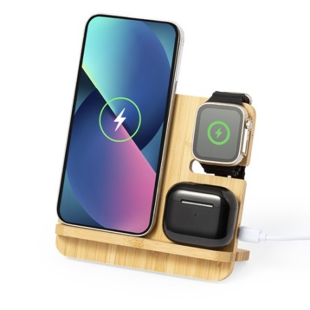 Chargeur Sans Fil Personnalisé 15W Hamsy Matières : bambou goodies publicitaire événementiel