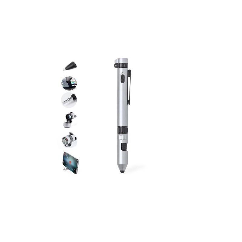 Stylo Multifonction Personnalisé Pratique Innovant Posdan Couleurs : argenté personnalisable avec votre logo