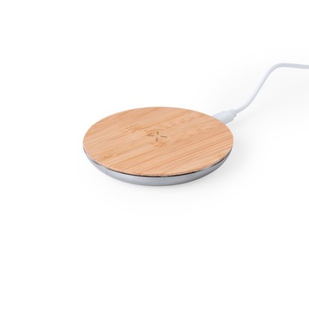 Chargeur Éco-responsable et Haute Technologie Personnalisé pas cher Sutmy Matières : bambou Couleurs : argenté