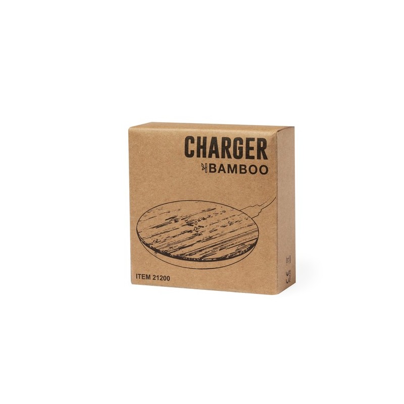 Chargeur Éco-responsable et Haute Technologie Personnalisé pas cher Sutmy Matières : bambou Couleurs : argenté livraison express