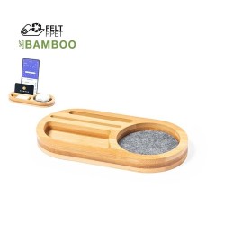 Organiseur Éco-responsable en Bambou et Feutre RPET Personnalisé - Brajil Matières : bambou
