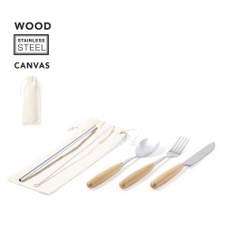 Ménagère Éco-responsable Personnalisée pas cher - Couverts Set Basuky Matières : bois