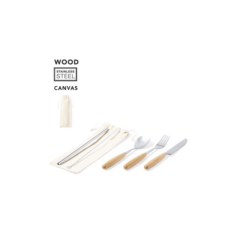 Ménagère Éco-responsable Personnalisée pas cher - Couverts Set Basuky Matières : bois