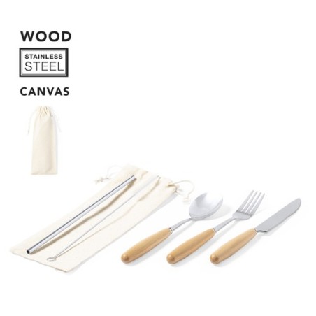 Ménagère Éco-responsable Personnalisée pas cher - Couverts Set Basuky Matières : bois